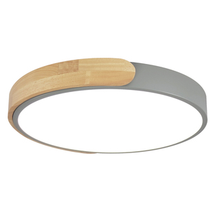 智能卧室灯北欧原木led圆形简约现代马卡龙网红ins儿童房护眼灯具