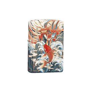 【自营】zippo打火机跃龙门传统古法烫金鱼反方正版煤油防风DYJ1