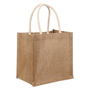 麻布手提袋定制便当包手绘购物muji黄麻diy亚麻环保材料棉麻袋子