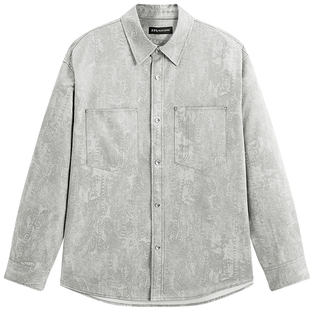 太平鸟男装 休闲衬衫26春季新款扎染印花男士时尚衬衫外穿式衬衫