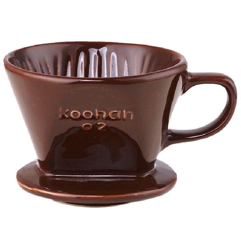 koonan扇形滤杯 手冲咖啡过滤杯三孔陶瓷过滤器 美式手冲咖啡套装