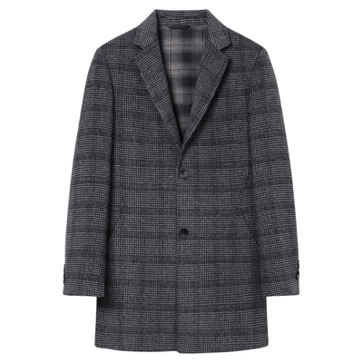 H品牌撒柜清仓捡漏男装 2025秋季绵羊毛格子大衣男士商务呢子外套