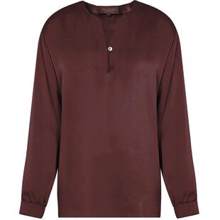 COCOBELLA法式缎面长袖衬衫秋冬极简酒红通勤上衣衬衣女SR7066-5