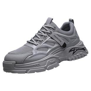 男鞋春季休闲运动轻便舒适软底不累脚增高耐磨徒步登山劳保老爹鞋