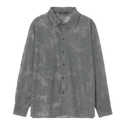 【镂空植绒】Unvesno(UN)腰果花朦胧老钱透视氛围感物理防晒衬衫