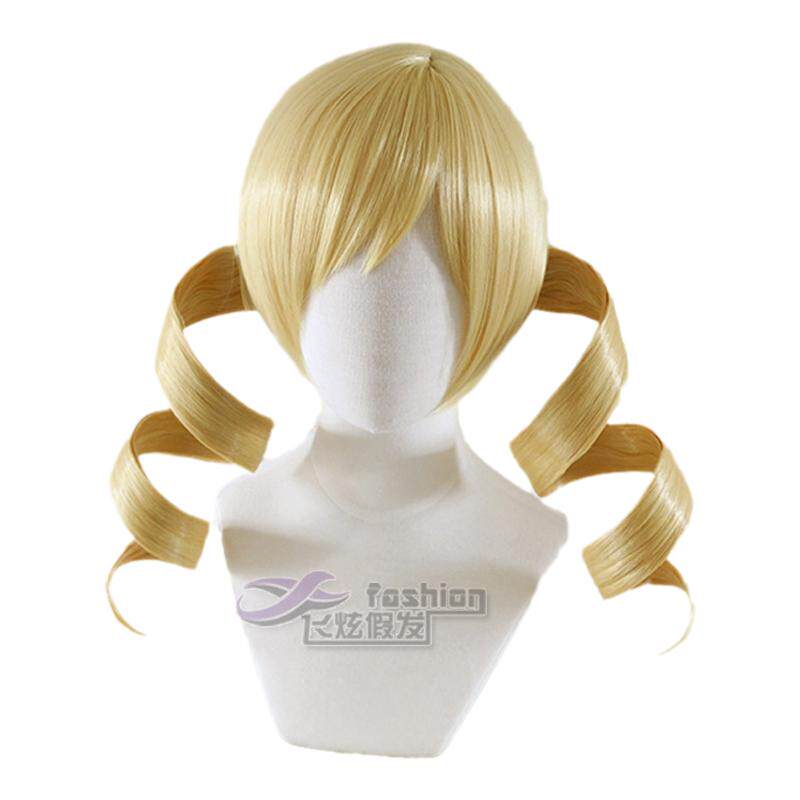 飞炫 魔法少女小圆 巴麻美 反重力分体双马尾橙黄色cosplay假发
