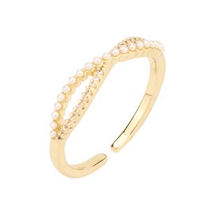 【SIYUE】镀14k真金猫眼石戒指女小众设计轻奢时尚个性珍珠食指戒