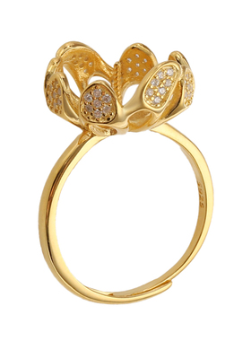 珍珠配件荷花莲花戒指空托配饰