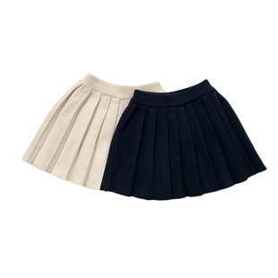 女童秋冬季针织百褶裙宝宝加厚保暖短裙儿童学院风洋气半身裙子