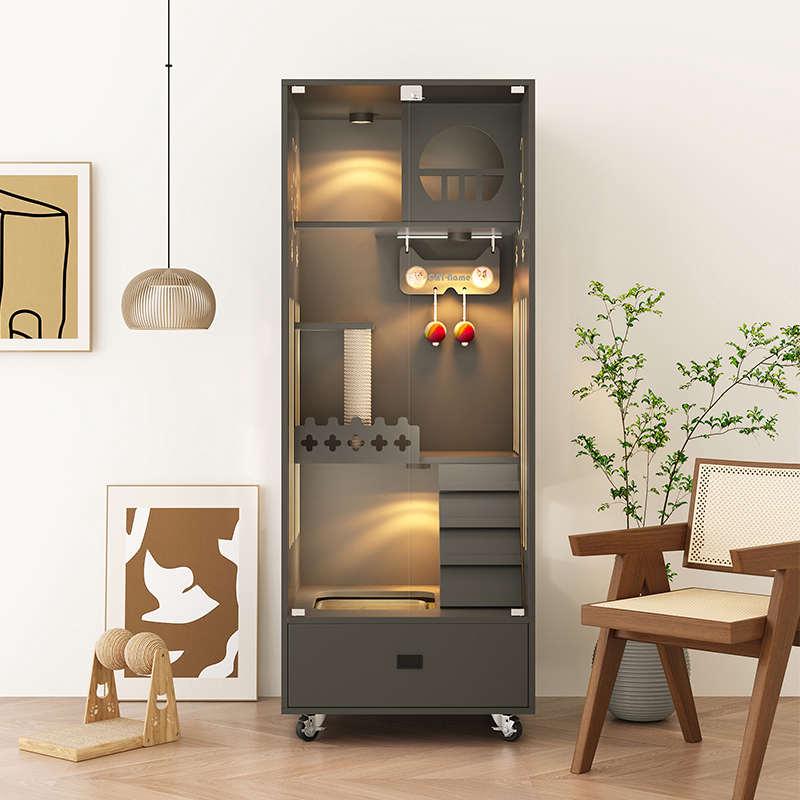 豪华猫别墅家用小户型猫窝猫砂盆一体猫房室内不占地猫笼实木猫柜