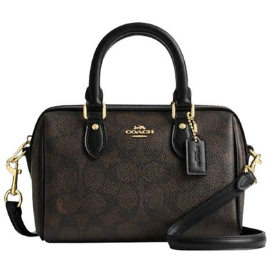 未使用COACH蔻驰 Rowan 18 PVC拼皮 单肩斜挎手提包 小号女款棕色