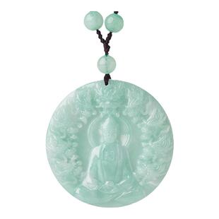 天然缅甸翡翠九龙护主如来佛祖吊坠冰糯种玉石挂件男女款玉佩项链
