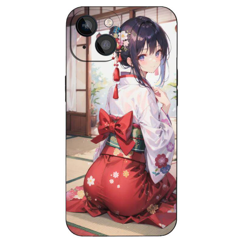 甜美日系和风二次元少女手机壳适用于苹果16/12/13全包防摔14硅胶iPhone15ProMax华为OPPO小米VIVO动漫玻璃壳