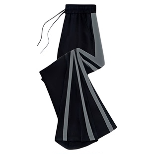 大码春秋阔腿裤女2025新款高腰加绒加厚宽松垂感运动休闲裤小个子