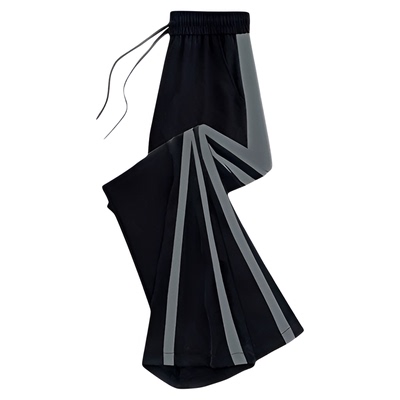 大码春秋阔腿裤女2025新款高腰加绒加厚宽松垂感运动休闲裤小个子