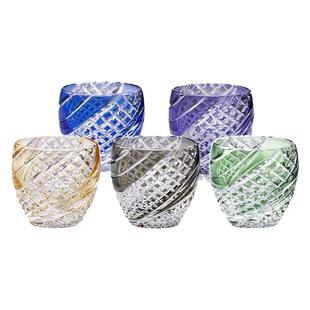 日本进口KAGAMI江户切子水晶玻璃白酒杯游鱼冷酒杯清酒杯烈酒杯子