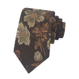 意式高档棕色老钱风绅士领带男正装商务手打8CM口袋巾套装衬衫潮