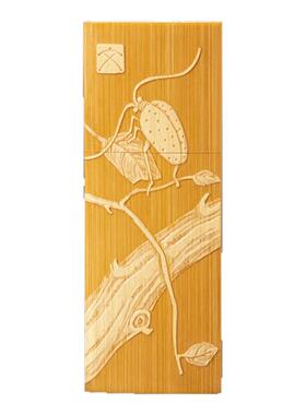 精品留青纯手工山水牙签筒竹雕