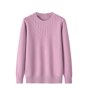 妈妈秋季新款圆领薄款毛衣中年女装套头宽松220斤大码针织打底衫