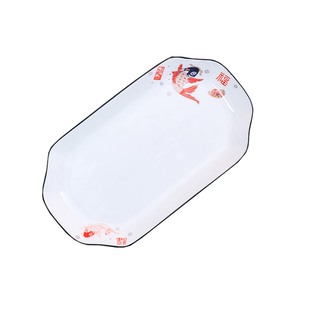 新款1/2陶瓷鱼盘长方型鱼盘大号鱼盘子家用北欧清蒸鱼盘可微波炉