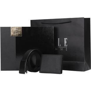 ELLE HOMME真皮男士皮带钱包礼物礼盒套装自动扣皮带男士真皮钱包