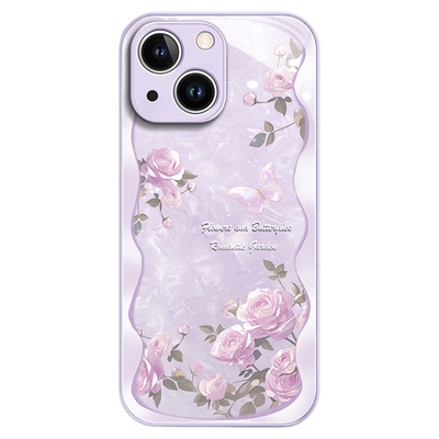 蝴蝶玫瑰花适用iPhone13手机壳苹果13pro新款高级感12/11全包14/15plus女16pro女款17创意轻奢2025保护套