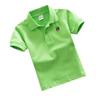 儿童纯棉短袖T恤男童翻领打底衫女童有领POLO衫夏季学校班服童装
