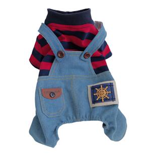 宠物狗比熊小型犬贵宾犬小狗狗衣服春夏春秋装薄款四脚衣牛仔背带