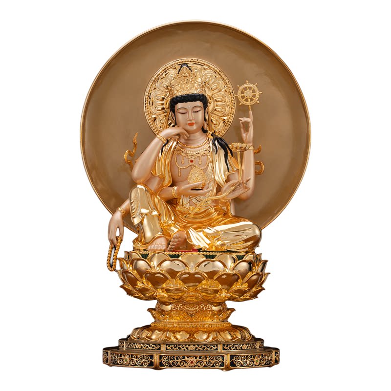 台湾纯铜如意轮观音佛像密宗六观音六臂观音神像佛堂寺庙供奉摆件