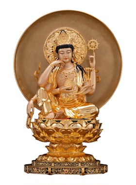 台湾纯铜如意轮观音佛像密宗六观音六臂观音神像佛堂寺庙供奉摆件