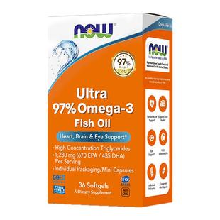 NOW小知己Ultra97%深海鱼油omega3高纯度DPA小颗粒RTG软胶囊36粒