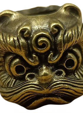 黄铜复古醒狮刀坠DIY挂件