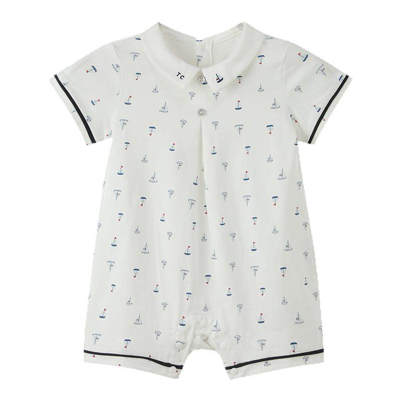 tartineetchocolat法国巧克力童装26夏季新款男婴翻领帆船连体服