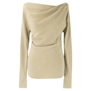 SYT小露香肩 一字领针织衫女秋季荡领显瘦复古T恤斜切领长袖上衣