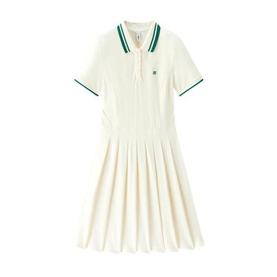 森马学院风polo领百褶连衣裙女
