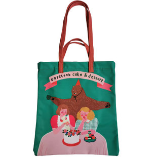 巫鹿可原创下午茶小众设计帆布覆膜防泼水单肩手提通勤上学自习包