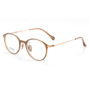 超轻纯钛冷茶色近视眼镜女可配高度数素颜小脸韩系显白眼睛框镜架