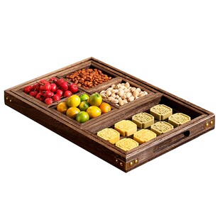 宝选干果盘中式木质托盘围炉煮茶点心盘果盘下午茶干果糕点茶点盘