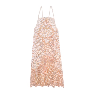 高级感鎏金网纱海边穿搭沙滩裙