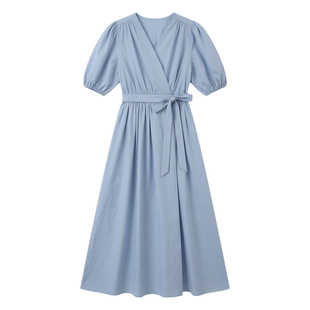Puff Sleeve Basic Casual Dress One Piece泡泡袖休闲连衣裙显瘦