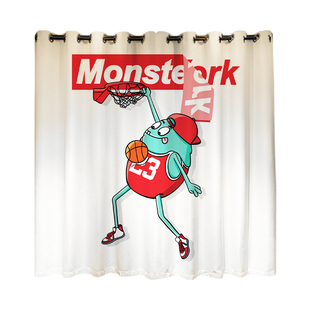 来图定制原创设计包邮遮光挂钩打孔窗帘客厅卧室出租房门帘挂毯