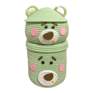 收纳盒卡通可爱小熊收纳桶客厅卧室小杂物零食玩具杂物整理收纳筐