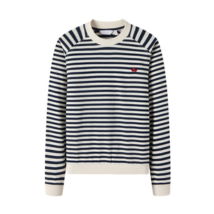 [纯棉]Navigare意大利小帆船春季宽松条纹卫衣女士通勤长袖T恤衫