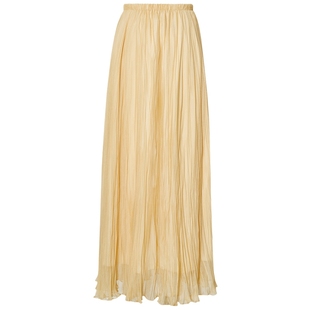 伊芙丽2025夏季新款女装高级压褶小A摆长半裙春季流行穿搭长裙