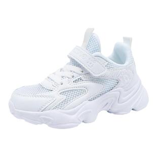 巴布豆童鞋儿童小白鞋夏季款透气女童白色运动鞋男童黑色单网鞋子