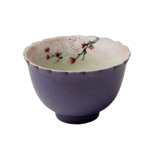 束刻粉彩手绘梅花小茶杯精致陶瓷女士喝茶杯品茗杯高颜值家用单杯