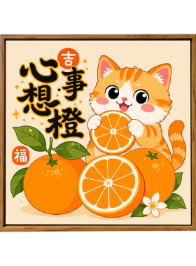 治愈系可爱水果猫咪DIY数字油画