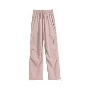 班尼路S&K系列粉色工装裤女2026春夏新款高腰显瘦户外运动直筒裤N
