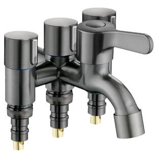 枪灰色一进三出四五出角阀五通水龙头分水阀洗衣机喷枪套装三角阀