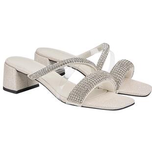 CHARLES＆KEITH26夏季新款CK1-61720263闪钻交叉条带粗跟拖鞋凉鞋